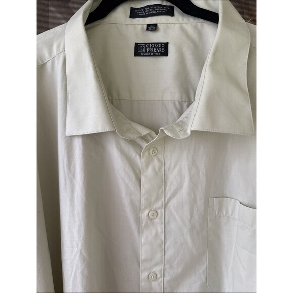 BIG & TALL LUXURY Giorgio Ferraro Mens Dress Shirt 22” 36/37” Pale Green EUC - Picture 5 of 10